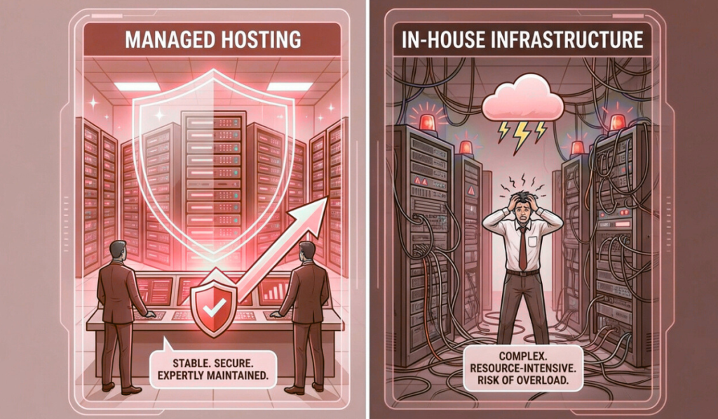 managed hosting vs in house infrastructure